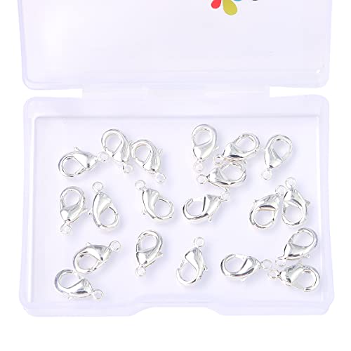 BEADIA Silver Plated Lobster Clasps Non Tarnish 12mm 20pcs for Jewelry Making Findings - color: Lobster Clasps Silver, size: 12mm