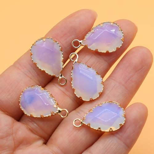 QSLLER 10PCS Waterdrop Shape Natural Stone Pendants Faceted Crystal Agate Amethyst Stone for Jewelry Making Necklace Bracelet
