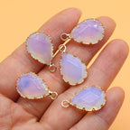 QSLLER 10PCS Waterdrop Shape Natural Stone Pendants Faceted Crystal Agate Amethyst Stone for Jewelry Making Necklace Bracelet