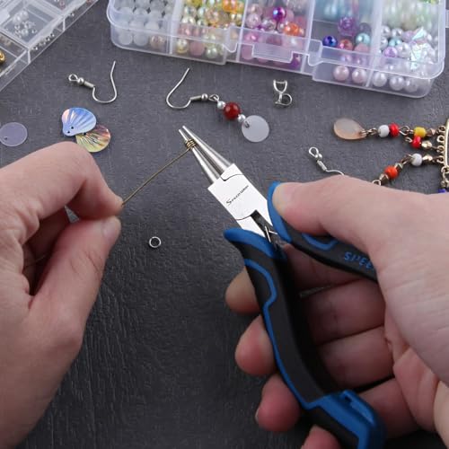 SPEEDWOX 5-Inch Round Nose Pliers for Jewelry Making Mini Wire Looping Pliers Ultra-Precision Round Nose Winding with Tapering and Non-Serrated Jaws for Wire Wrapping, Jump Rings Making, DIY Craft - style: Round Nose Pliers