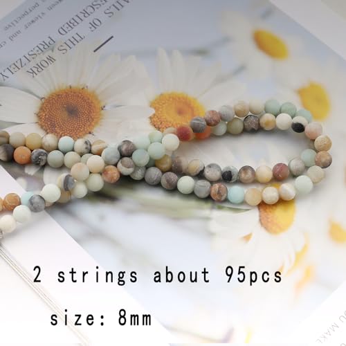 95Pcs Natural Frosted Amazonite Gemstone Beads Energy Healing Crystal Stone Round Loose Gemstone Stone Beads for Jewelry Making, DIY Bracelets Necklaces (Frosted Amazonite-8mm) - color: Frosted Amazonite-8mm