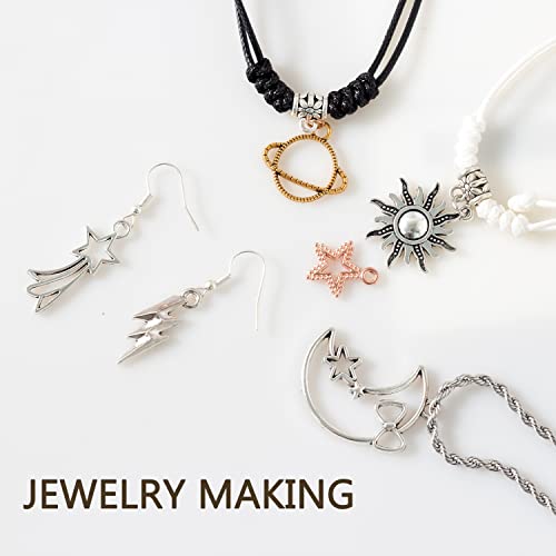 stino 100 G Mixed Style Metal Charms for Jewelry Making, Bulk Silver & Gold Plated, for Bracelet, Necklace, Earrings DIY Crafts - style: Celestial
