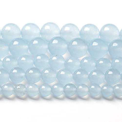 6MM 60PCS Natural Stone Light Blue Chalcedony Loose Beads for Jewelry Making DIY Bracelet Necklace - color: Light Blue Chalcedony, size: 6mm