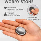 Hematite Worry Stone – Natural Polished Thumb Palm Stone for Grounding, Protection & Mental Strength – Pocket Fidget Crystal for Calm & Focus - color: Hematite