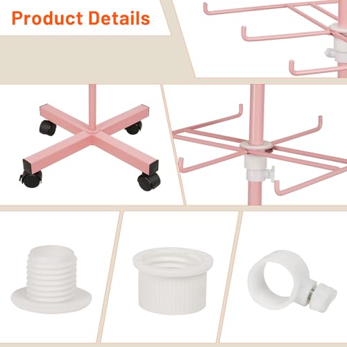 Flenpptly Retail Display Stand Rotating Display Stand 4 Tier Spinning Display Stand for Craft Shows, Jewelry, Keychain, Earring Adjustable Height Retail Display Racks (Pink) - color: 4-Tier Pink