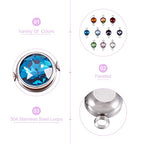 Pandahall 20pcs Mixed Color Glass Gemstone Pendants Flat Round Glass Links Charms with Double 304 Stainless Steel Bail Connectors for Bracelet Jewelry Making (Silver)