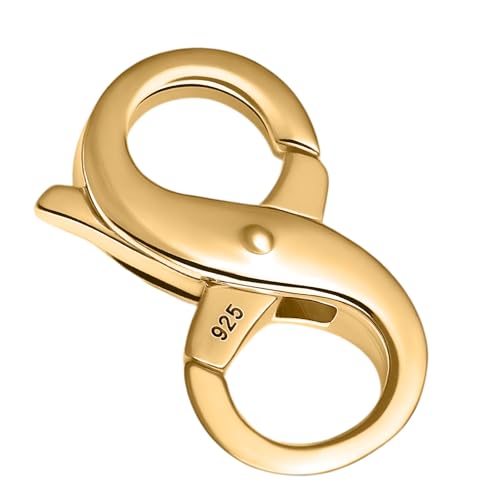 925 Sterling Silver Gold Necklace Extender,Lobster Claw Clasp for Necklaces,Bracelets,14K Gold Plated Chain Extenders and Jewelry Closures for DIY Repair(0.55"x0.24",Gold,1P)