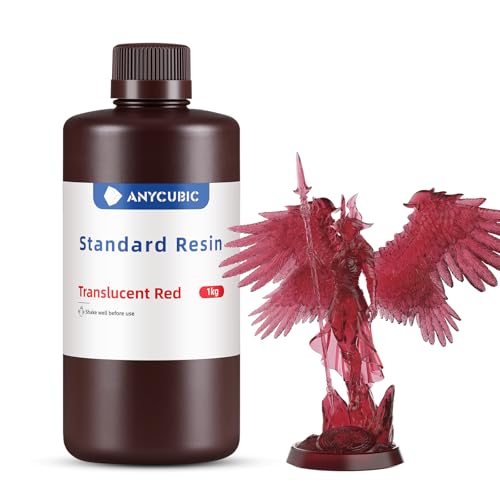 ANYCUBIC 3D Printer Resin, 405nm SLA UV-Curing Resin with High Precision and Quick Curing & Excellent Fluidity for LCD 3D Printing (Clear Red, 1kg) - color: Clear Red, size: 1kg