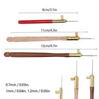 Tambour Hooks Kit, Embroidery Crochet Hooks with 9 Needles Wooden Handle French Tambour Hook Latch Beaded Needle for Sewing Embroidery Beading Sequins Knitting DIY Sewing Tool