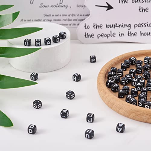 FASHEWELRY 500Pcs Cube Acrylic Letter Beads 5x5x5mm Black Square Letter A Alphabet Beads for DIY Bracelet Necklace Jewelry Making - color: Letter A