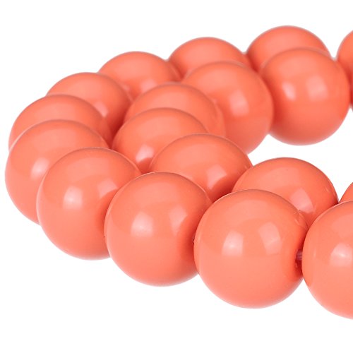 RUBYCA Round Opaque Painted Druk Czech Glass Beads Bulk Jewelry Making Supplies Strand (Orange, 4mm) - color: Orange, size: 4mm