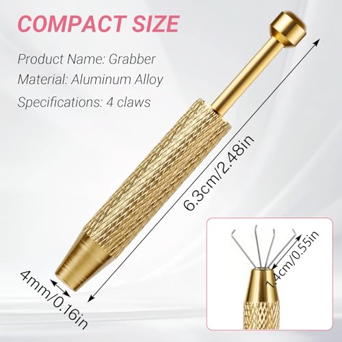 2PCS Piercing Ball Grabber Tool, 4-Claw Stainless Steel Jeweler Pick Up Tools,Septum Ball Screw Tool for Piercing Changing/Holder,Earring Pearl Grabber for Jewelry/Electronic Components - color: 1pc Yellow, 1pc Blue