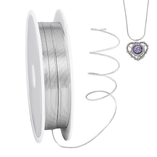 PH PandaHall 3.2 FT 0.5mm Iron Wire for Jewelry Making, Craft Wire Tarnish Resistant Beading Wire Silver Craft Wire for Jewelry Making Supplies DIY Crafting, 25 Gauge