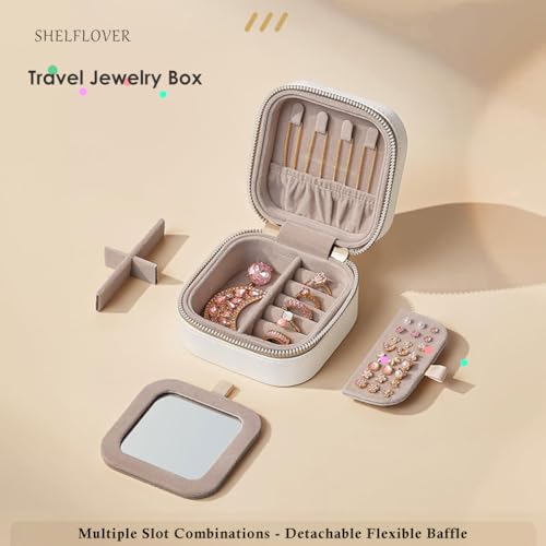 Small Jewelry Box, Easy Carried Travel Jewelry Organizer PU Leather Mini Holder Box Storage Case Portable, Necklace, Earring, Rings, Bracelets, Pure White - color: Pure White