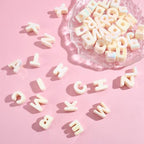 52Pcs 26 Styles Alphabet Shaped Beads Large Hole Letter Beads Small A to Z Hollow Pearlized European Acrylic Loose Smooth Spacers for Necklace Earrings Bracelets Keychain Jewelry DIY Crafts - style: Style 3