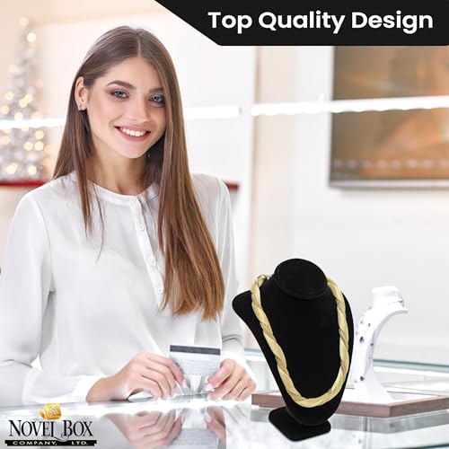 Novel Box Black Velvet Stand Jewelry Necklace Display 5.5x3x7.5 Inches - Freestanding Travel Necklace Holder Stand - Necklace Mannequin Organizer Stands - Necklace Displays Small - color: Black Velvet, size: Small