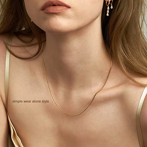 Freekiss Women's Layered Necklace Set - 3 Piece Dainty Gold Jewelry for Everyday Stacking | 14K Gold Plated Snake Chain, Rope Chain, Cuban Chain | Adjustable Length 14-18.5 Inch | Gift Ready - color: Gold, style: Layer 3mm+1.5mm Snake