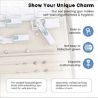 Nunpag 12 Pcs Ear Piercing Kit Disposable Ear Piercing Gun Kit with 4 Pcs 5 Prong Setting Cubic Zirconia Rainbow Star Earrings Stud 316L Stainless Steel Easy to Use Self Ear Piercer Gun Kit Silver - color: Silver-Rainbow-Star