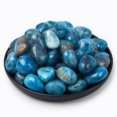 Blue Apatite Healing Crystal Stone Set - 24 Pieces, 0.6" Natural & Polished Stones for Healing, Meditation, Reiki, Chakra, Crafting & Decoration - color: Blue Apatite, size: 0.6"