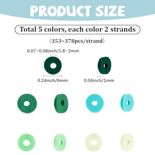 SUNNYCLUE 1 Box 3000pcs 6mm St. Patrick's Day Green Clay Beads Clay Spacer Beads Multicolor Polymer Slice Disc Flat Round Heishi Loose Spacer for Jewelry Making Supplies Women Adults Bracelet Earrings - style: Style 4