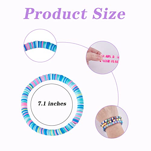 Ornaland Heishi Surfer Bracelets Set Polymer Clay Heishi Beads Stretch Bracelets Multi-Layer Stackable Friendship Bracelets Bohemia Summer Beach Jewelry for Women - color: Purple