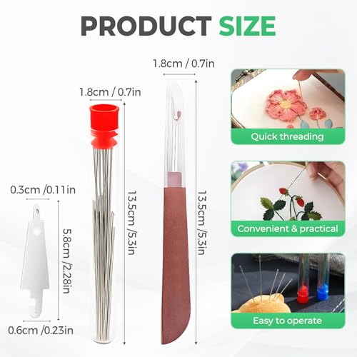 34PCS Big Eye Steel Needles Set, 2025 New Long & Thin Handmade Quilting & Sewing Needles Kit for DIY Sewing Projects, Portable Stainless Steel Needles for Hand Sewing (34)