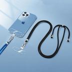 12-Piece Universal Phone Lanyard Patch - No Adhesive, Cell Phone Strap Replacement Part - color: Black