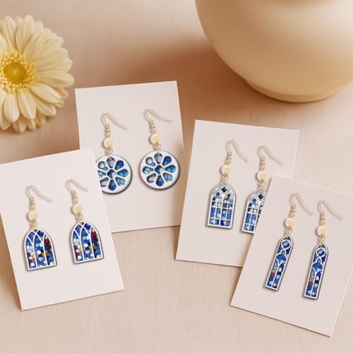 Polymer Clay Cutters - 18 Shapes Gothic Window Earrings Polymer Clay Cutters for Jewelry, Earring Making Kit with Storage Box - style: Church Windows theme (18 pcs)