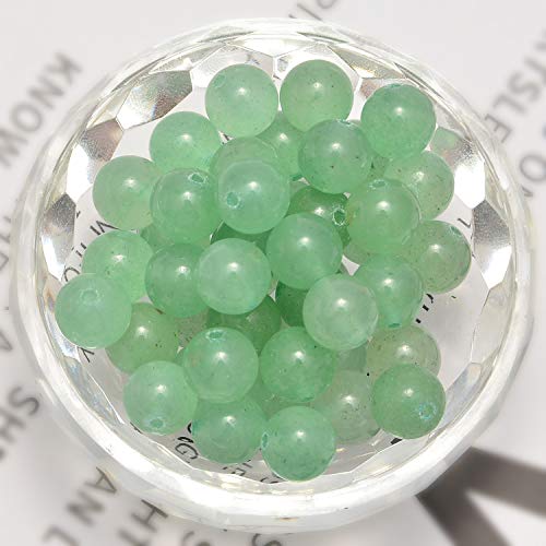 NCB 100pcs 6mm Natural Stones Round Gemstone Round Loose Stone Beads with Elastic String and Beading Needle for Jewelry Making Bracelet Necklace Earrings DIY Crafts (Green Aventurine, 6mm 100Beads) - color: Green Aventurine, size: 6mm 100Beads