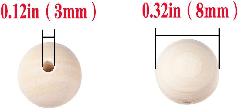 300Pcs 8mm Wooden Spacer Beads - Round Unfinished Natural Wood Loose Beads - size: 8