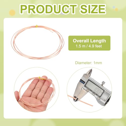 PATIKIL 99.9% Pure Copper Wire for Jewelry Making, 18 Gauge (1mm) Copper Craft Wire 4.9 Feet Beading Jewelry Making Supplies for Crafting Wreath Electroculture Gardening - size: 18 Gauge x 4.9 Feet