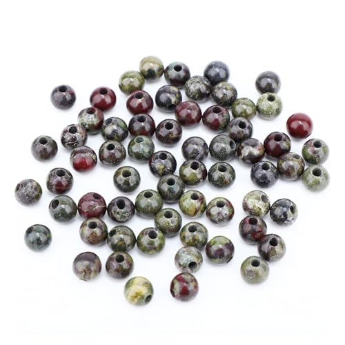 AD Beads Big Hole 2.0mm Natural Gemstone Beads – 6mm 8mm 10mm Round Loose Beads for Jewelry Making, Weaving, and Leather Cord (African Bloodstone, 6mm 50pcs) - color: African Bloodstone, size: 6mm 50pcs