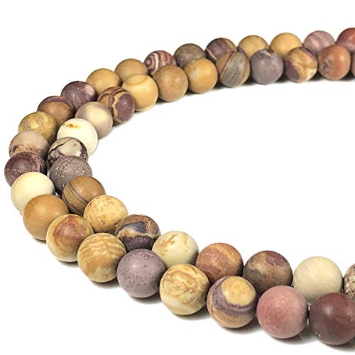 ABCGEMS Velvet-Matte-Finished American Sunset Mookaite Beads (Enhance The Stone's Inherent Texture and Nature Hues with a Non-Glare Aesthetic) Smooth Round 8mm (Non-Shiny) - color: Sunset Mookaite (From USA)