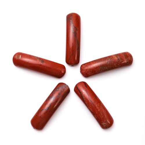 5PCS Natural Red Stone Rectangle Curved Beads Gemstone Pendants Connectors for DIY Bracelet Neclace Jewelry Making - color: Red Stone