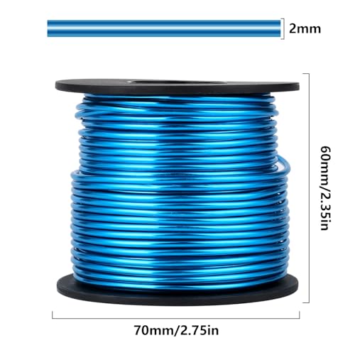 Aluminum Craft Wire, 95 Feet 2.0mm/ 14 Gauge Blue Bendable Soft Metal Aluminum Wire Roll Bulk for DIY Crafts Sculpting Jewelry Making - color: Blue, size: 14 Gauge