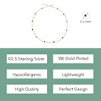 Dainty Gold Necklace for Women,Trendy 18k Gold Vermeil Sterling Silver Choker Necklace Thin Beaded Choker Necklaces Womens Simple Jewelry Gift for Valentines Day - color: May - Emerald