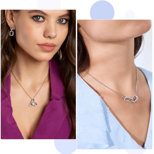 10 PCS Necklace Chains, Stainless Steel Cable Chain Necklace Silver Plated Bulk Necklaces Extender for Jewelry Making DIY Supplies, 17.7 Inches (10)