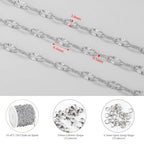 KYUNHOO 16.4 Feet Silver Stainless Steel Chains Bulk Embossed Lip Chain Roll Soldered Cross Link Chains Cable Chain with Jewelry Clasps for Handcraft Making - color: Cross Oval Silver