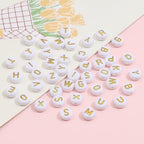 1000pcs 4x7mm Letter Beads, Acrylic Alphabet Beads A-Z Round Letter Beads for Friendship Bracelets Necklaces DIY Crafts Gifts Jewelry Making (White Gold) - color: White