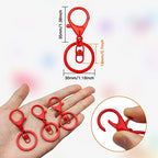 30Pcs Lobster Claw Clasps Keychain for Jewelry Making,Metal Lobster Clasp Swivel Trigger Clips with Swivel Clasps Hook Clips Flat Split Keychain Ring for DIY Craft Jewelry Making(Red) - color: Red