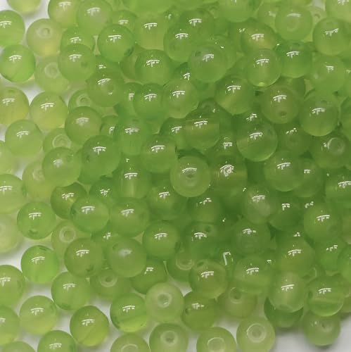 200PCS Glass Beads 8mm Glass Beads for Bracelets Necklaces Jewelry Making DIY Crafts (Light Green) - color: 1Light Green
