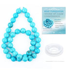 Natural Stone Beads Round Genuine Real Stone Beading Strand Loose Gemstones DIY Smooth Bead for Bracelet Necklace Earrings Jewelry Making (Blue Turquoise, 10mm 36 Pieces) - color: Blue Turquoise, size: 10mm 36pcs
