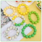 100 Pcs 15mm Silicone Beads for Keychain Making, Pink Gream Silicone Beads Bulk Round for Bracelets Pens Crafts Jewelry Making (Green Yellow) - color: Green Yellow