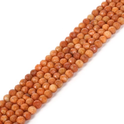 3mm Dyed Orange Sponge Coral Faceted Gemstone Round Loose Beads Strand 15.5-16" DIY Jewelry Making - color: Dyed Orange Sponge Coral