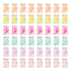 80Pcs Acrylic Gummy Bear Beads Random Color Pastel Fake Animal Gummy Bear Bracelet Beads Flat Back Kandi Bead Bulk for Crafts DIY Jewelry Making Supplies - color: Random #2