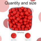 MAIBAOTA 120 Pcs Scarlet Red Silicone Beads 15 mm Scarlet Red Beads for Keychain/Pens/Bracelet/Necklace Making Focal Beads Loose Rubber Round Silicone Beads Bulk for Craft Making（with Boxed Kits） - color: Scarlet Red