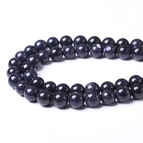 6MM Blue Sand Round Loose Beads Natural Gem Beads Crystal Energy Stone Beads for Jewelry Making DIY Bracelet Necklace - color: Blue Sand, size: 6MM