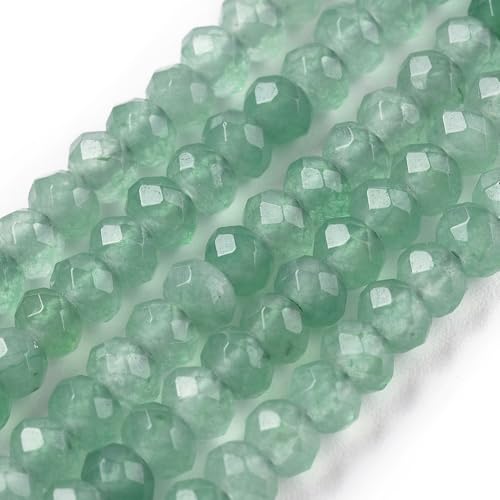 115pcs Faceted Natural Jade Stone Beads 4x2mm Dyed Stone Rondelle Disk Loose Spacer Beads for Jewelry Making Design Friendship Bracelet Necklace Keychain Lanyard Ornament, Medium Aquamarine - color: Medium Aquamarine