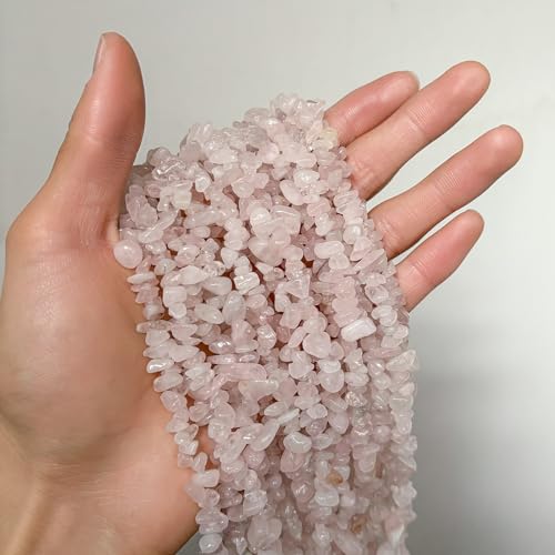 Natural Chip Stone Beads About 200pcs Powder Crystal Stones 5-8mm Irregular Gemstone Healing Crystal Loose Rocks for Bracelet Necklace Earrings Jewelry Making(Powder Crystal) - color: powder crystal
