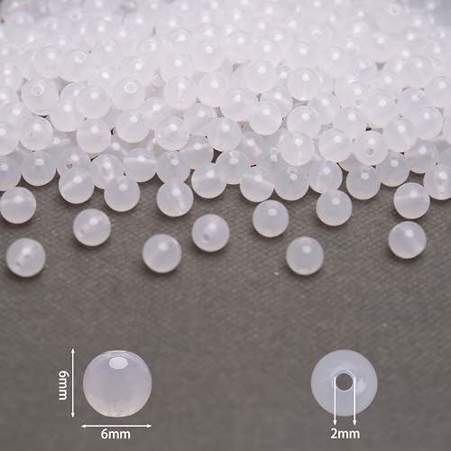BONNY BOXX 1000PCs 6MM Jelly White Acrylic Round Beads, Smooth Transparent Acrylic Balls, Plastic Resin Gumball Bubblegum Chunky Beads for Necklace & Bracelet Making, Crafting Supplies - color: Jelly White, size: 6MM